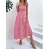 imageMakeMeChic Womens Summer Floral Dresses 2025 Beach Vacation Casual Blue and White Long Maxi Sundresses Pink Flounce Medium
