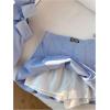 imageMakeMeChic Womens Two Piece Outfit Striped Button Down Shirt and Pleated Skirt Matching SetBlue B