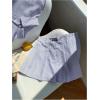 imageMakeMeChic Womens Two Piece Outfit Striped Button Down Shirt and Pleated Skirt Matching SetBlue a
