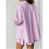 imageMakeMeChic Womens Two Piece Outfit Striped Button Down Shirt and Pleated Skirt Matching SetPink