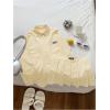 imageMakeMeChic Womens Two Piece Outfit Striped Button Down Shirt and Pleated Skirt Matching SetYellow