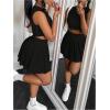 imageMakeMeChic Womens Two Piece Skirt Set Crop Tank Top Y2K Pleated Mini SkirtBlack
