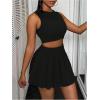 imageMakeMeChic Womens Two Piece Skirt Set Crop Tank Top Y2K Pleated Mini SkirtBlack