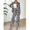 imageMakeMeChic Womens Zebra Print Shirts and Pants Set Long Sleeve Button Blouse 2 Piece OutfitsBlack and White