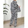 imageMakeMeChic Womens Zebra Print Shirts and Pants Set Long Sleeve Button Blouse 2 Piece OutfitsBlack and White