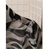 imageMakeMeChic Womens Zebra Striped Long Sleeve Collar Sheer Button Down Shirt Blouse Chiffon TopsBlack and White