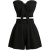 imageMakeMeChic Womens 2 Piece Outfit Shirred Tie Front Sleeveless Bandeau Summer Tube Top and Wide Leg Shorts SetBlack