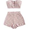 imageMakeMeChic Womens 2 Piece Outfits Tribal Print Knot Front Bandeau Crop Top and Shorts Boho SetMulticolor C
