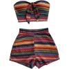 imageMakeMeChic Womens 2 Piece Outfits Tribal Print Knot Front Bandeau Crop Top and Shorts Boho SetMulticolorb
