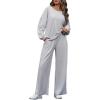 imageMakeMeChic Womens Casual 2 Piece Outfits Long Sleeve Pullover Sweatshirt Top and Wide Leg Pants SetLight Grey