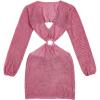 imageMakeMeChic Womens Long Sleeve V Neck Cut Out Summer Beach Cover Up DressDusty Pink