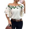 imageMakeMeChic Womens Off The Shoulder Top Tassel Textured Blouse Boho Ruffle Tiered Short Sleeve ShirtsMulticolor