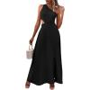 imageMakeMeChic Womens One Shoulder Sleeveless Cut Out Tie Back A Line Split Long Maxi DressSolid Black