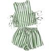 imageMakeMeChic Womens Summer Two Piece Outfit Striped Bow Square Neck Sleeveless Crop Tops and Shorts SetMulticolor