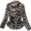 imageMakeMeChic Womens Zebra Striped Long Sleeve Collar Sheer Button Down Shirt Blouse Chiffon TopsBlack and White