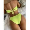 imageMakeMeChic Womens 2 Piece Bandeau Swimsuit Ruffle Trim Lace Up Bikini Set Strapless Bathing SuitsLime Green