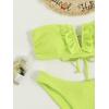 imageMakeMeChic Womens 2 Piece Bandeau Swimsuit Ruffle Trim Lace Up Bikini Set Strapless Bathing SuitsLime Green