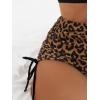 imageMakeMeChic Womens 2 Piece Bathing Suits Leopard Scoop Neck Drawstring High Waisted Bikini Shorts SwimsuitBrown Black