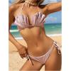 imageMakeMeChic Womens 2 Piece Bikini Set Metallic Halter Ruffle Tie Side Push Up Bathing SuitLight Pink