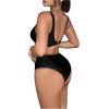 imageMakeMeChic Womens 2 Piece Bikini Set Swimsuit Knot Front V Neck High Waist Bathing SuitsBlack