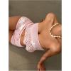 imageMakeMeChic Womens 2 Piece Crochet Outfits Strapless Starfish Lace Up Backless Tube Crop Top Shorts SetPink