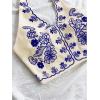 imageMakeMeChic Womens 2 Piece Outfits Floral Embroidery Halter Tie Open Back Crop Tops and Bodycon Skirt SetBlue