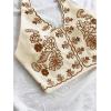 imageMakeMeChic Womens 2 Piece Outfits Floral Embroidery Halter Tie Open Back Crop Tops and Bodycon Skirt SetBrown