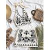 imageMakeMeChic Womens 2 Piece Outfits Floral Embroidery Halter Tie Open Back Crop Tops and Bodycon Skirt SetMulticolor