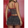 imageMakeMeChic Womens 2 Piece Outfits Leopard Print bow knot Cami Top and Ruffle Tiered Mini Skirt SetsMulticolor