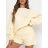 imageMakeMeChic Womens 2 Piece Outfits Long Sleeve Sweatshirts and Drawstring Shorts Sweatsuit SetsApricot