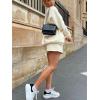 imageMakeMeChic Womens 2 Piece Outfits Long Sleeve Sweatshirts and Drawstring Shorts Sweatsuit SetsApricot