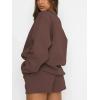 imageMakeMeChic Womens 2 Piece Outfits Long Sleeve Sweatshirts and Drawstring Shorts Sweatsuit SetsCoffee Brown