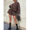 imageMakeMeChic Womens 2 Piece Outfits Long Sleeve Sweatshirts and Drawstring Shorts Sweatsuit SetsCoffee Brown