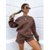 imageMakeMeChic Womens 2 Piece Outfits Long Sleeve Sweatshirts and Drawstring Shorts Sweatsuit SetsCoffee Brown