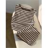 imageMakeMeChic Womens 2 Piece Summer Outfit Striped Crew Neck Tank Crop Top and Mini Shorts SetBrown