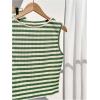 imageMakeMeChic Womens 2 Piece Summer Outfit Striped Crew Neck Tank Crop Top and Mini Shorts SetGreen