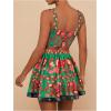 imageMakeMeChic Womens 2 Piece Vacation Outfits Floral Shirred Tank Top and A Line Mini Skirt SetsGreen