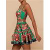 imageMakeMeChic Womens 2 Piece Vacation Outfits Floral Shirred Tank Top and A Line Mini Skirt SetsGreen