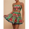 imageMakeMeChic Womens 2 Piece Vacation Outfits Floral Shirred Tank Top and A Line Mini Skirt SetsGreen