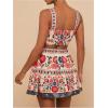 imageMakeMeChic Womens 2 Piece Vacation Outfits Floral Shirred Tank Top and A Line Mini Skirt SetsMulticolor