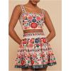imageMakeMeChic Womens 2 Piece Vacation Outfits Floral Shirred Tank Top and A Line Mini Skirt SetsMulticolor
