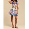 imageMakeMeChic Womens 2 Piece Vacation Outfits Floral Shirred Tank Top and A Line Mini Skirt SetsMulticolor B