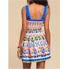 imageMakeMeChic Womens 2 Piece Vacation Outfits Floral Shirred Tank Top and A Line Mini Skirt SetsMulticolor B