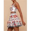 imageMakeMeChic Womens 2 Piece Vacation Outfits Floral Shirred Tank Top and A Line Mini Skirt SetsWhite