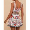 imageMakeMeChic Womens 2 Piece Vacation Outfits Floral Shirred Tank Top and A Line Mini Skirt SetsWhite