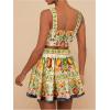 imageMakeMeChic Womens 2 Piece Vacation Outfits Floral Shirred Tank Top and A Line Mini Skirt SetsYellow