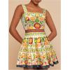 imageMakeMeChic Womens 2 Piece Vacation Outfits Floral Shirred Tank Top and A Line Mini Skirt SetsYellow