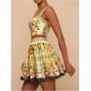 imageMakeMeChic Womens 2 Piece Vacation Outfits Floral Shirred Tank Top and A Line Mini Skirt SetsYellow