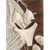 imageMakeMeChic Womens 3 Piece Bathing Suit Tropical Halter Triangle Bikini Set Mesh Cover Up RomperBeige