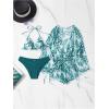 imageMakeMeChic Womens 3 Piece Bathing Suit Tropical Halter Triangle Bikini Set Mesh Cover Up RomperGreen
